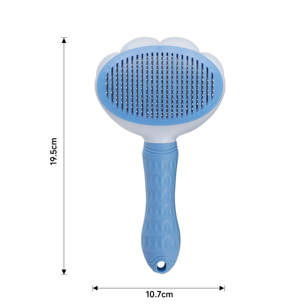 Pet Grooming Brush with Bristle Retraction Button Design
