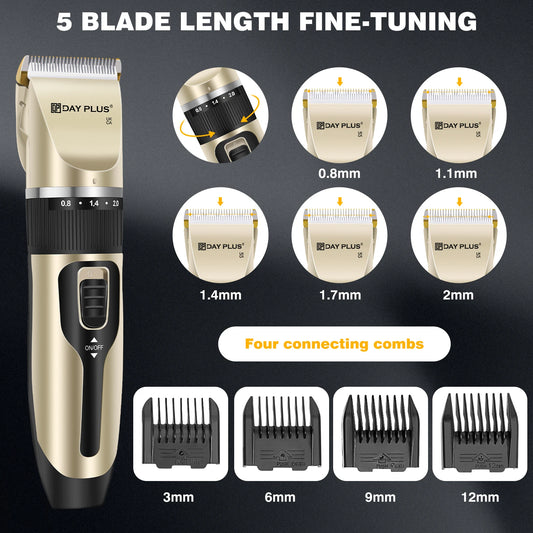 Professional Pet Hair Trimmer, Scissors, Comb Set