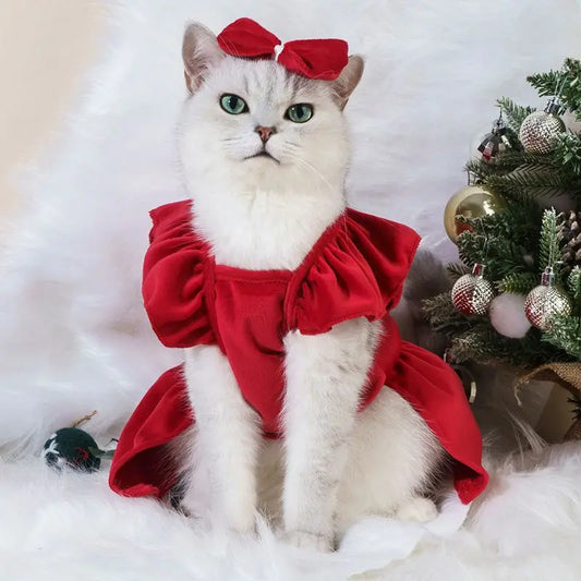 Red Skirt Costume For Cats