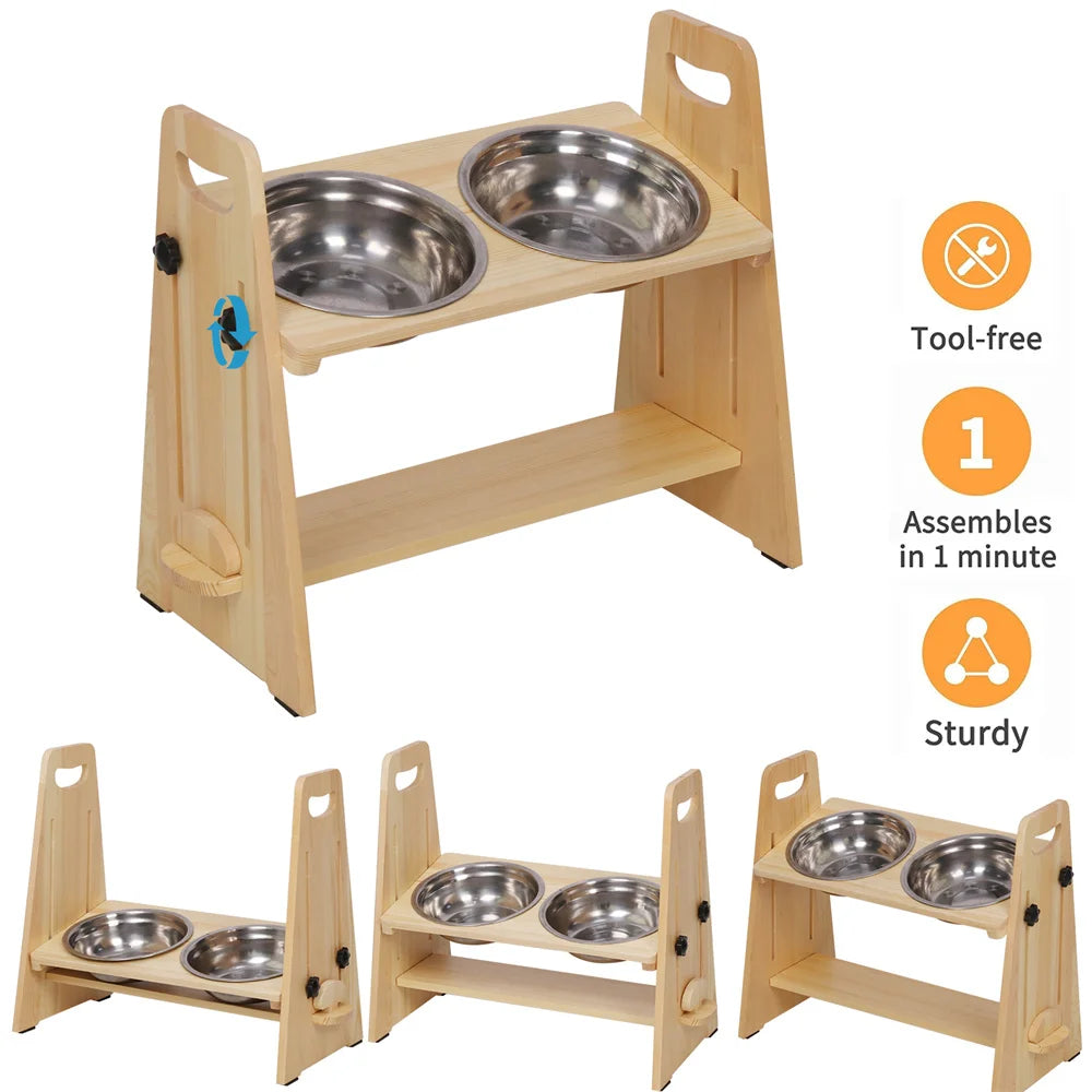 Height Adjustable Elevated Dog Bowls